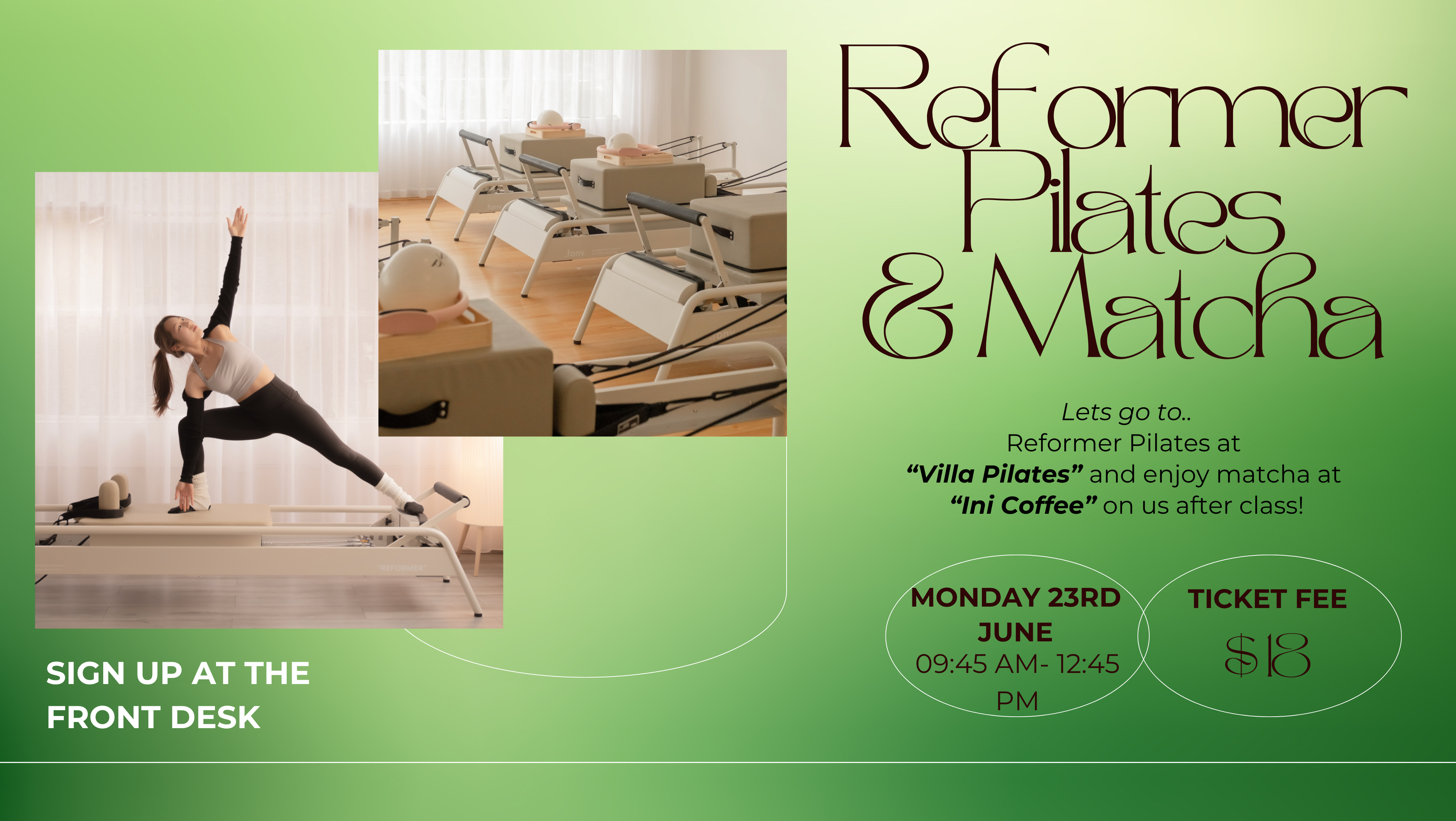 Reformer Pilates & Matcha at Ini Coffee
