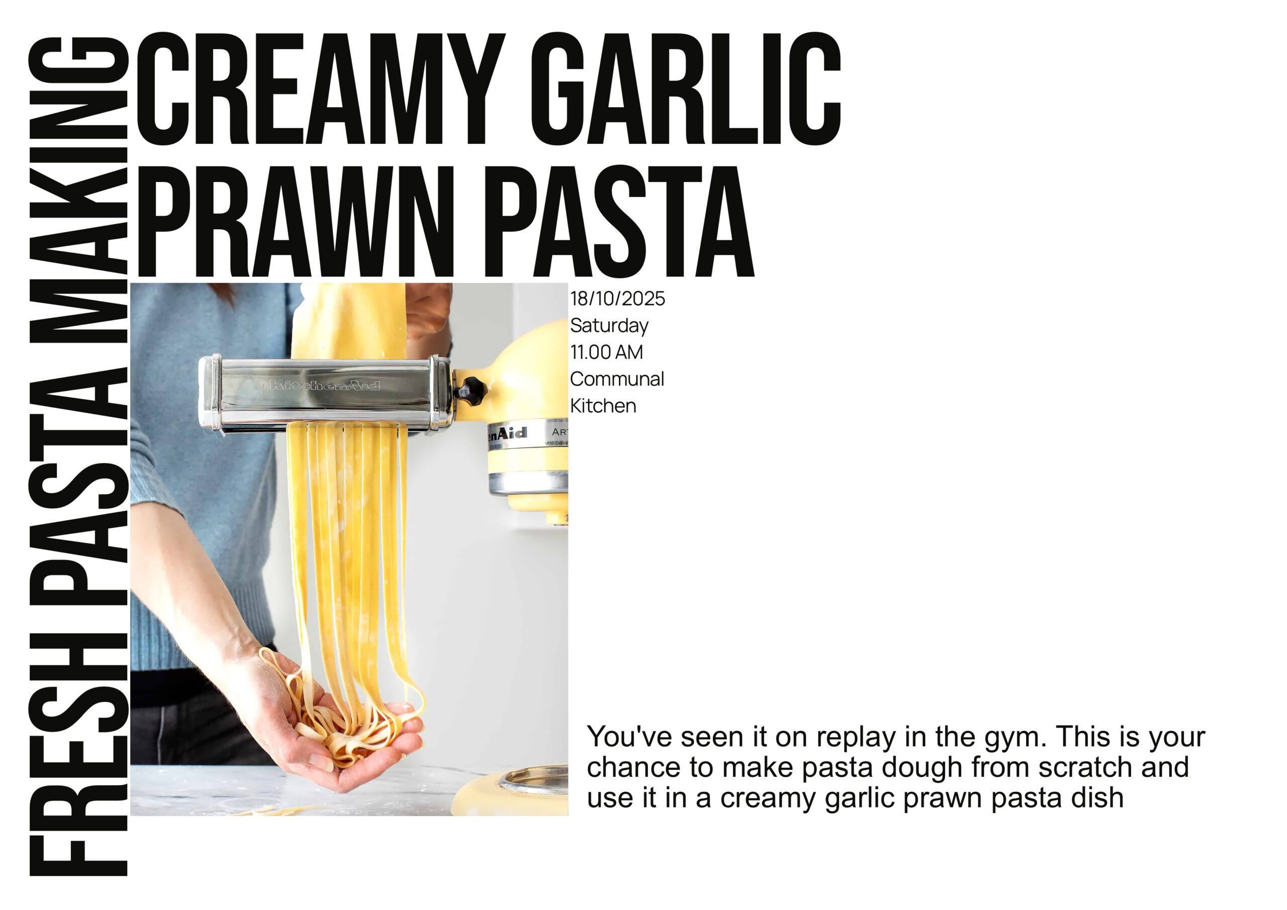 Fresh pasta; creamy garlic prawn pasta